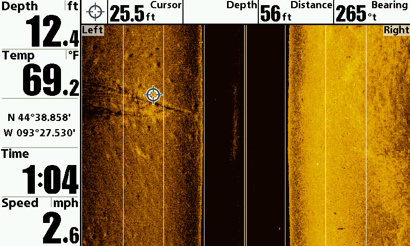 Side Scan Sonar of a log.