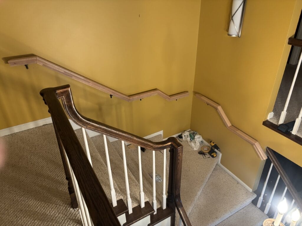 Oak handrails test fitting