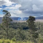 Crater from a distance. Volcano from a distance