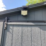 Close up of the security light. It has an always on feature as well as a motion sensitive high intensity light. Security Light